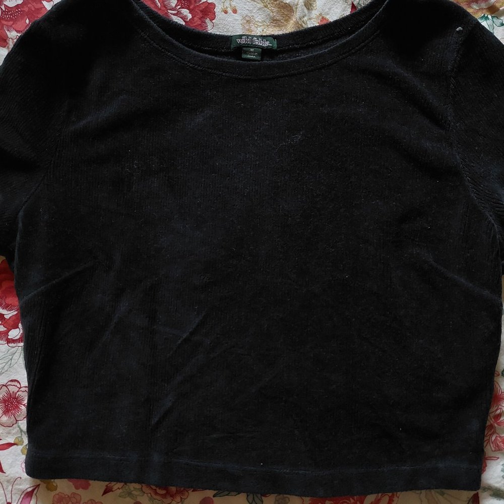 Wild Fable Black Fuzzy Crop Top